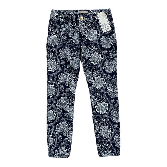 BANANA REPUBLIC NAVY FLORAL PRINT SKINNY JEANS **NWT** - Picture 2 of 11